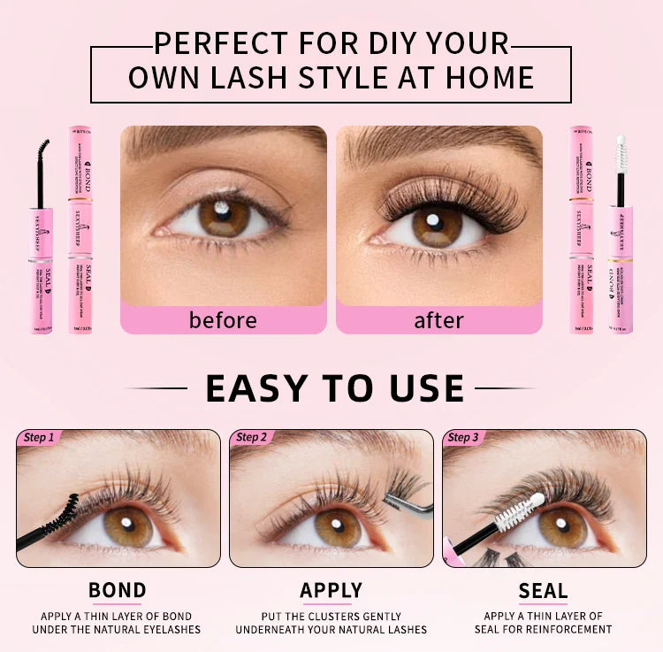 48H Eyelash Glue and Seal for Clusters – Strong Hold, Long-Lasting Adhesive for Lash Extensions