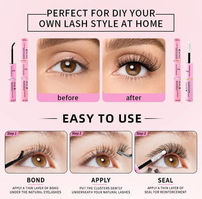 48H Eyelash Glue and Seal for Clusters – Strong Hold, Long-Lasting Adhesive for Lash Extensions