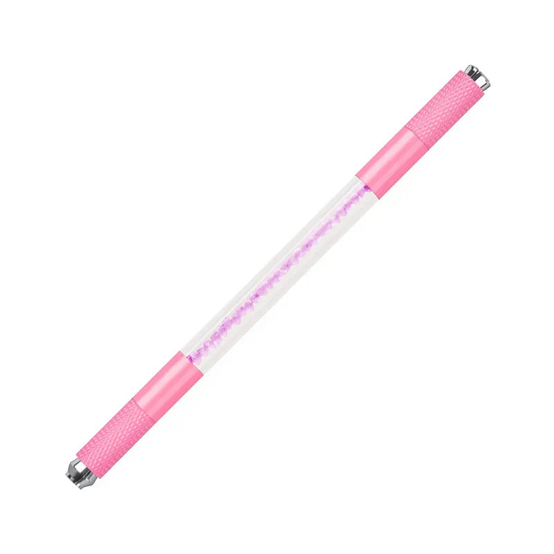 Manual Double-Ended Crystal Acrylic Microblading Pen – Permanent Makeup Eyebrow Tattoo Tool for Flat & Round Needles