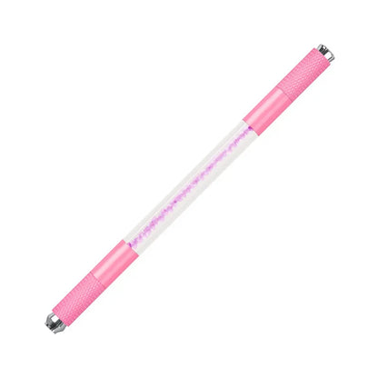 Manual Double-Ended Crystal Acrylic Microblading Pen – Permanent Makeup Eyebrow Tattoo Tool for Flat & Round Needles