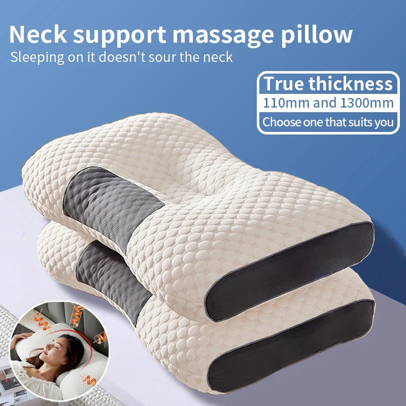 2024 Orthopedic Cervical Neck Pillow | Soybean Fiber Massage Sleep Pillow for Neck Support & Relaxation | SPA-Style Sleeping Aid