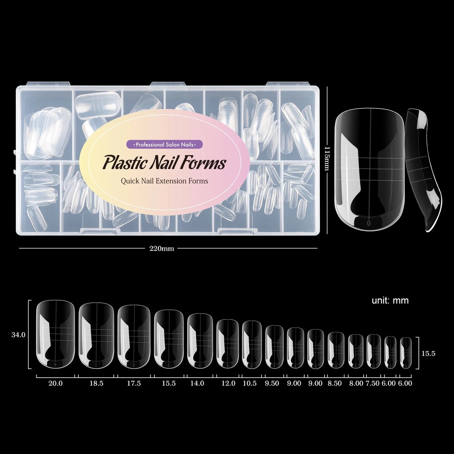 Square Nail Extension Forms - MOWOT Dual Nail Tips Quick Building Gel Molds for Acrylic Full Cover Nails