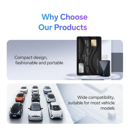 Wired to Wireless CarPlay and Android Auto 2-in-1 Mini Box - 5GHz WiFi5 Transmission Speed, Plug and Play, Fashionable and Portable