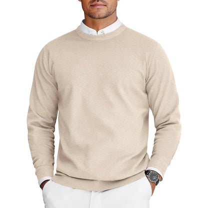 Men's Crew Neck Knit Sweater - Lightweight Long Sleeve Oversized Pullover for Casual Streetwear