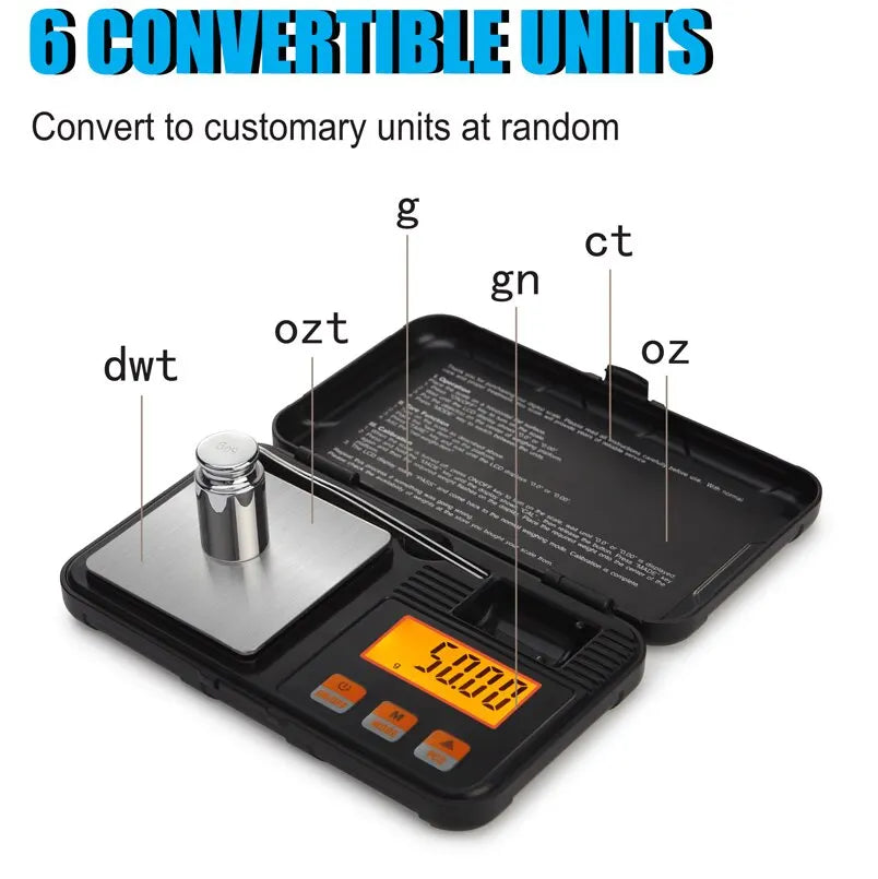 Digital Mini Precision Scale - 200g/0.01g & 50g/0.001g Pocket Electronic Balance for Food, Jewelry & Small Items