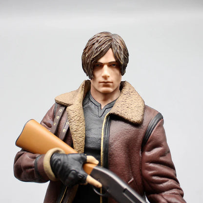 33cm Leon Zombie Hunter Leather Anime Figure – Boys’ Action Model Doll & Desk Decoration Statue