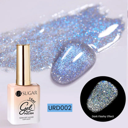 UR SUGAR Champagne Gold Silver Reflective Glitter Gel Nail Polish 15ml - Semi-Permanent Soak Off UV Manicure Art Varnish