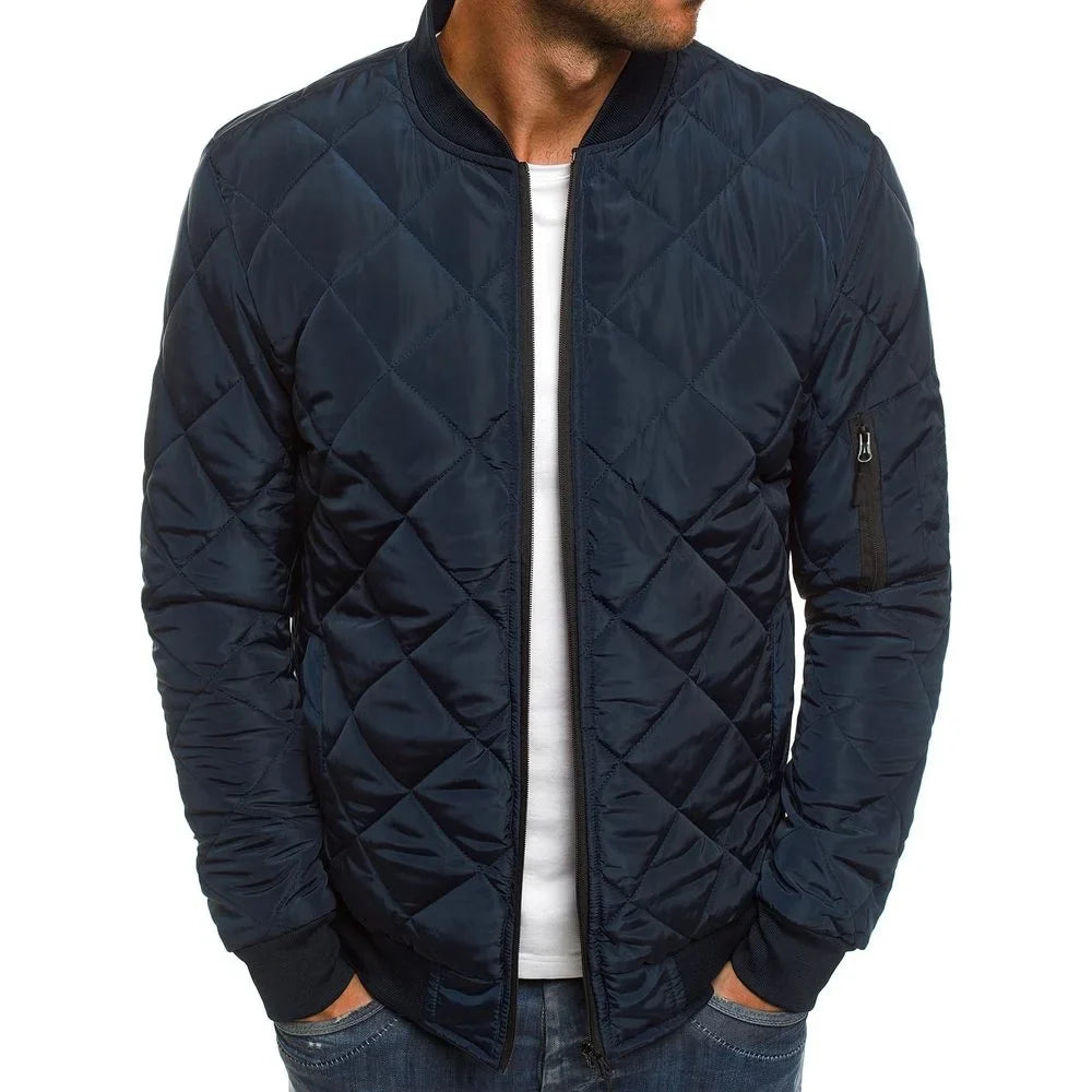 Winter Men's Baseball Collar Jacket - Lightweight Mesh Pressed Vintage Flight Casual Long Sleeve Outerwear