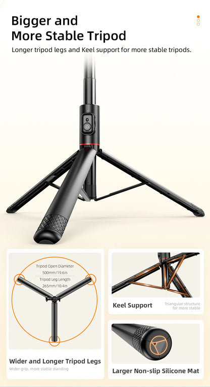 Selfieshow Wireless Selfie Stick – 72 Inch Portable Aluminum Alloy Tripod with Bluetooth Remote for iOS & Android Phones