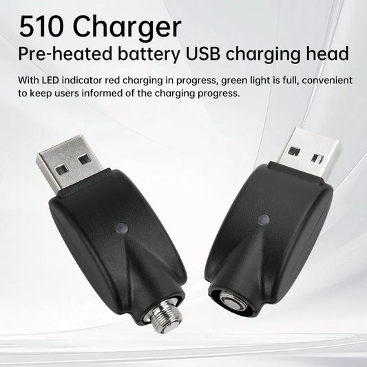 510 Smart USB Charger Adapter – Portable LED Indicator with Overcharge Protection for Battery Rod & Power Bank 4.2V/420mAh