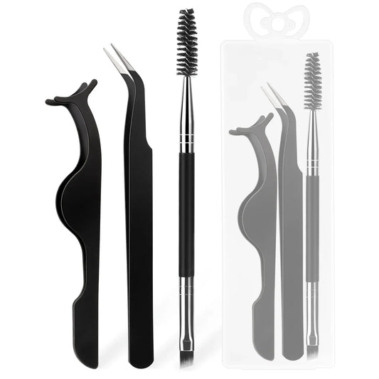 3PCS Eyelash Tool Set with Storage Box – Lash Applicator, Comb & Brush Kit for Eyelash Extension and Grooming