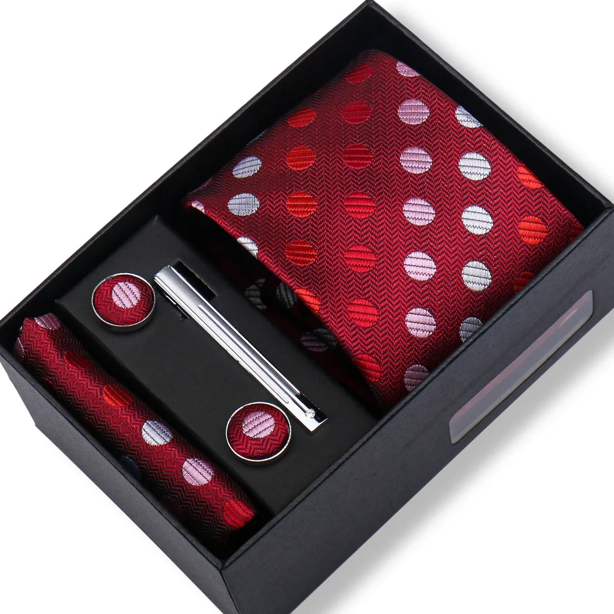 Men’s Green Tie Gift Box Set - Premium Business Necktie with Hanky, Cufflinks & Tie Clip for Wedding Formal Wear