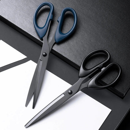 Professional 180mm Office Scissors - Heavy Duty Black Blade Stainless Steel Cutting Tool for Paper, Craft & Workspace Use