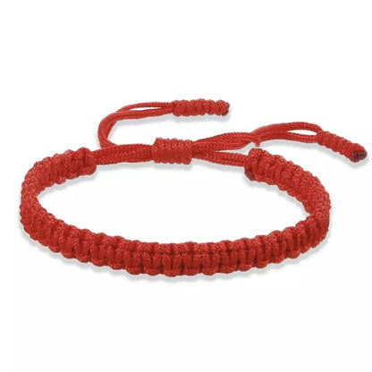 Handmade Tibetan Rope Bracelet - Red & Black Woven Buddhist Good Luck Amulet Jewelry Gift for Women & Girls