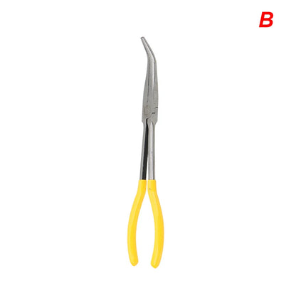 DIY Extra Long Nose Pliers – Straight & Bent Tip Mechanic Hand Tool for Car Maintenance, Spanner & Clip Removal Kit
