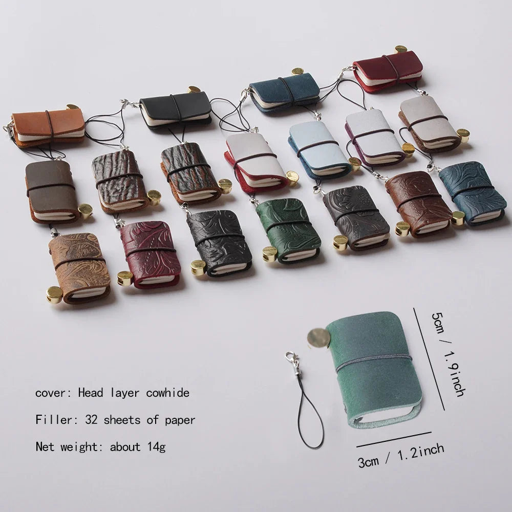 Ultra Mini Retro Leather Notebook – Traveler’s Manual Diary, 32 Sheets, 64 Pages, Decorative Notepad