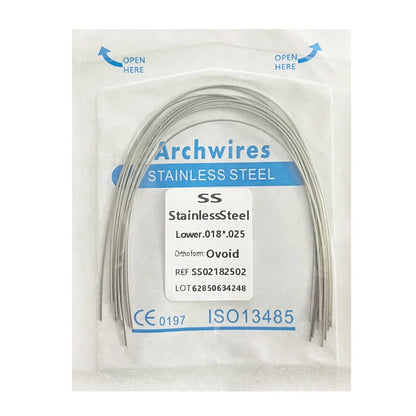 10PCS Dental Orthodontic Arch Wire Set - Stainless Steel Round & Rectangular Dentist Ovoid Form Material
