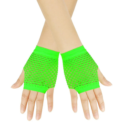Solid Color Fingerless Mesh Gloves – Short Fishing, Party & Dance Gloves