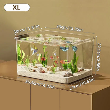 Transparent Desktop Aquarium Fish Tank - Creative Rectangular Home & Office Decor Tank for Small Fish