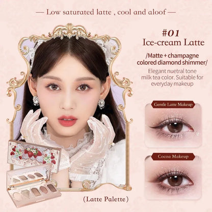 Flower Knows Moonlight Mermaid Eyeshadow Palette – 5-Color Matte, Shimmer & Glitter Waterproof Eye Shadow