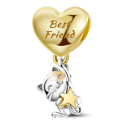 925 Sterling Silver Pink Heart Charm - Zircon Love Pendant Bead for DIY Bracelets, Bangles & Women’s Jewelry