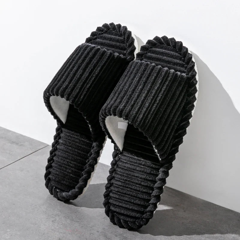 Men’s Open-Toe Flat House Slippers – Lightweight Breathable Indoor Bedroom Quiet Comfort Slides for All-Season Use