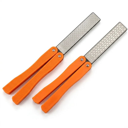 Portable Folding Knife Sharpener - Double Sided Diamond Sharpening Stone for Outdoor Pocket Knives