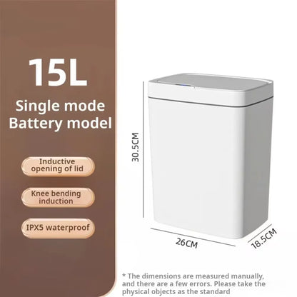 15L Smart Sensor Trash Can – Non-Contact Automatic Bagging Electronic Trash Bin for Smart Home & Bathroom, White
