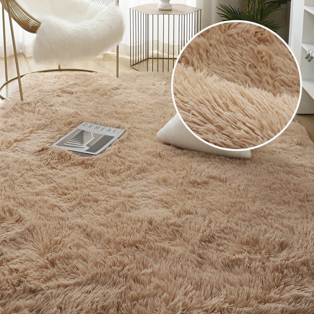 Gray Plush Velvet Area Rug – Soft Fluffy Anti-Slip Carpet for Living Room, Bedroom, Kids Room & Home Decor