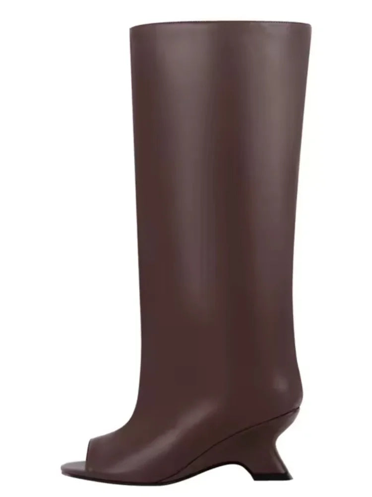 Women’s Knee-High Open Toe Boots 34-44 - 2026 Spring/Summer Chunky High Heel Fashion Boots