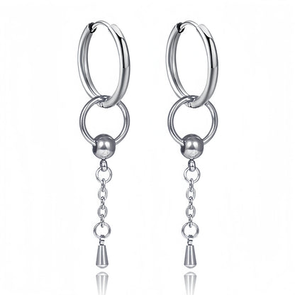 Long Hanging Cross & Leaf Hoop Earrings – Vintage Stainless Steel Hip Hop Unisex Jewelry Accessories