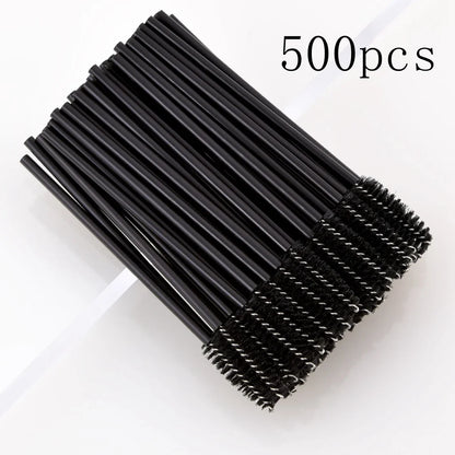 50/1000pcs Disposable Eyelash Brushes - Mascara Wands, Eyebrow Spoolie Applicators & Makeup Extension Tools