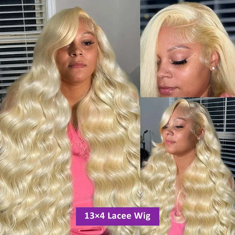 13x6 HD Lace Frontal Wig – 13x4 Transparent 613 Blonde Body Wave Human Hair Wig, 250 Density