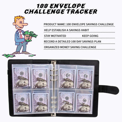 100 Day Couple's Challenge Journal – PU Leather Loose-Leaf Savings Book with Magnetic Buckle, Save & Make Money Notebook