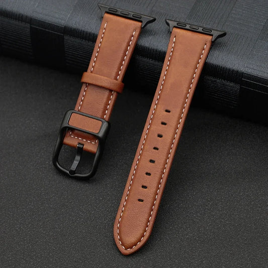 PU Leather Apple Watch Band - Premium Wrist Strap Bracelet for iWatch Series 4 5 6 SE 7 8 9 10 Ultra 49mm 40mm 41mm 42mm 44mm 45mm 46mm