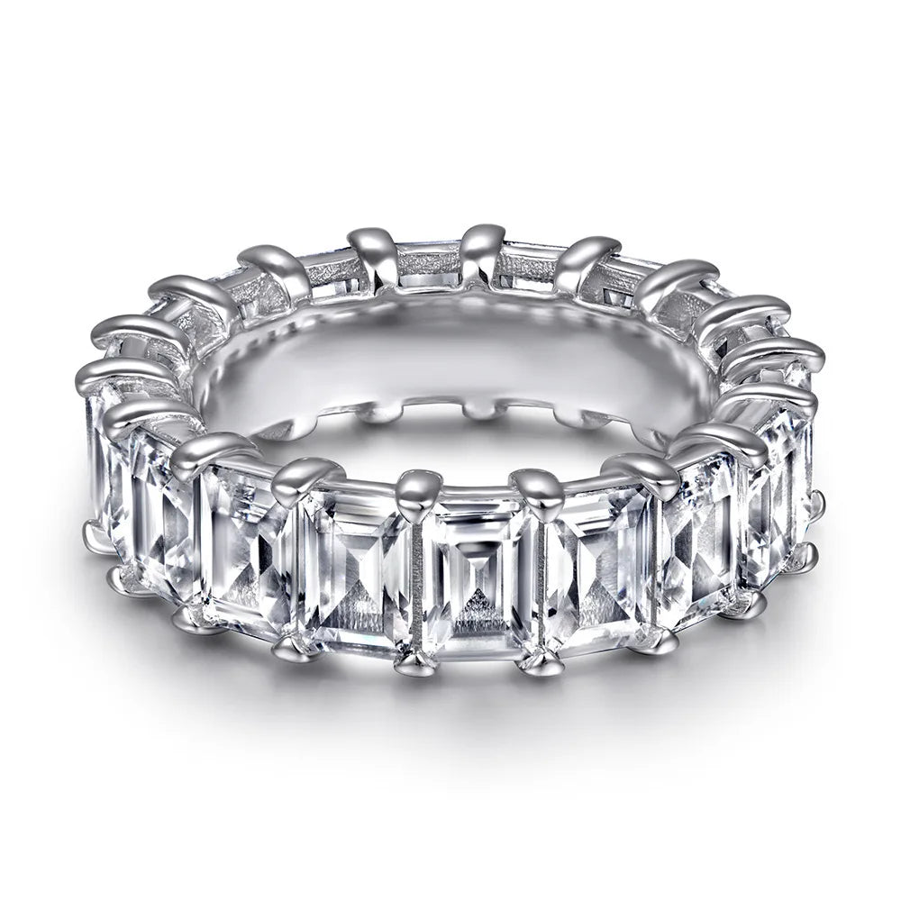 925 Sterling Silver Eternity Band Ring - CZ Diamond Promise Engagement Wedding Jewelry for Women & Men