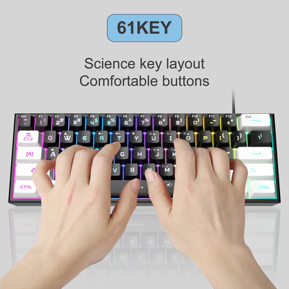 MageGee TS91 60% Compact Wired Keyboard – 61 Key RGB Backlit Portable Membrane Keyboard for Windows PC