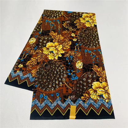 6 Yards African Real Wax Fabric - 100% Cotton Original Ankara Print for Party Dresses K121901