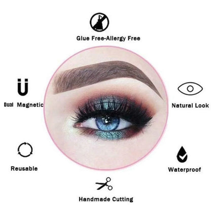 12PCS Magnetic False Eyelashes – Half Lashes Set with Double Box, Mirror & Applicator, Reusable Beauty Makeup