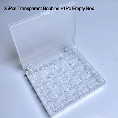 25-Spool Bobbin Storage Box - Plastic Sewing Machine Bobbin Case & Organizer