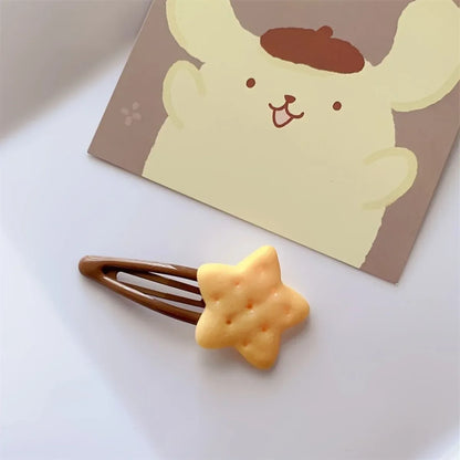 8Pcs Cute Biscuit Hair Clips Set - Adorable Simulation Food Theme Hairpins for Women Girls Daily Accessories