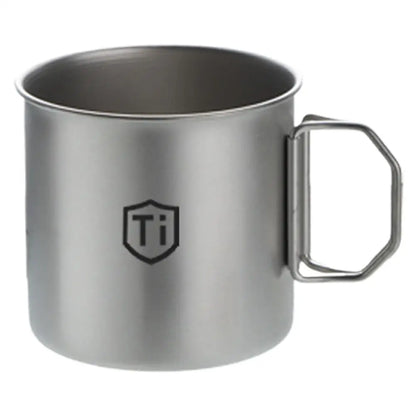Ultralight Titanium Camping Cup - Foldable Handle Outdoor Mug for Hiking, Picnic, Coffee & Travel