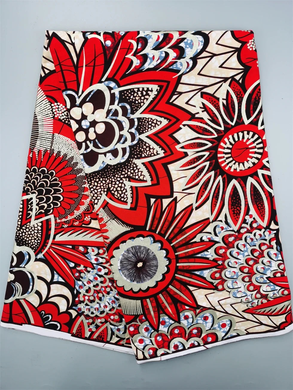 Grand African Wax Glitter Glam Fabric - 100% Cotton Ankara Batik Gold Print Pagne for Party Dresses & Sewing
