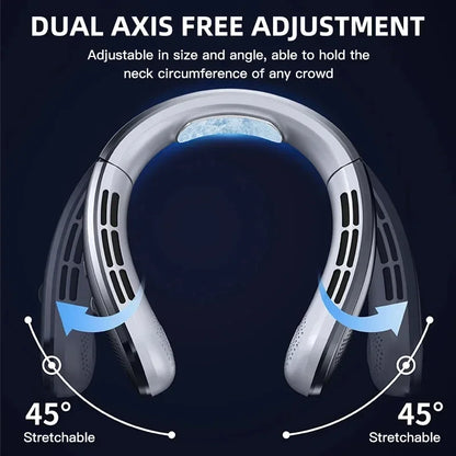 8000mAh USB Neck Fan - Portable Bladeless Rechargeable Cooling Fan with LED Display for Outdoor & Handheld Use