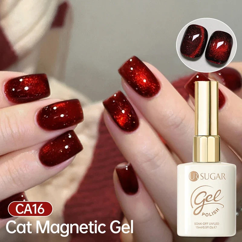 UR SUGAR Jelly Pink Cat Magnetic Gel Nail Polish 15ml - Glitter Ice Effect Soak Off UV LED Semi-Permanent Manicure Gel