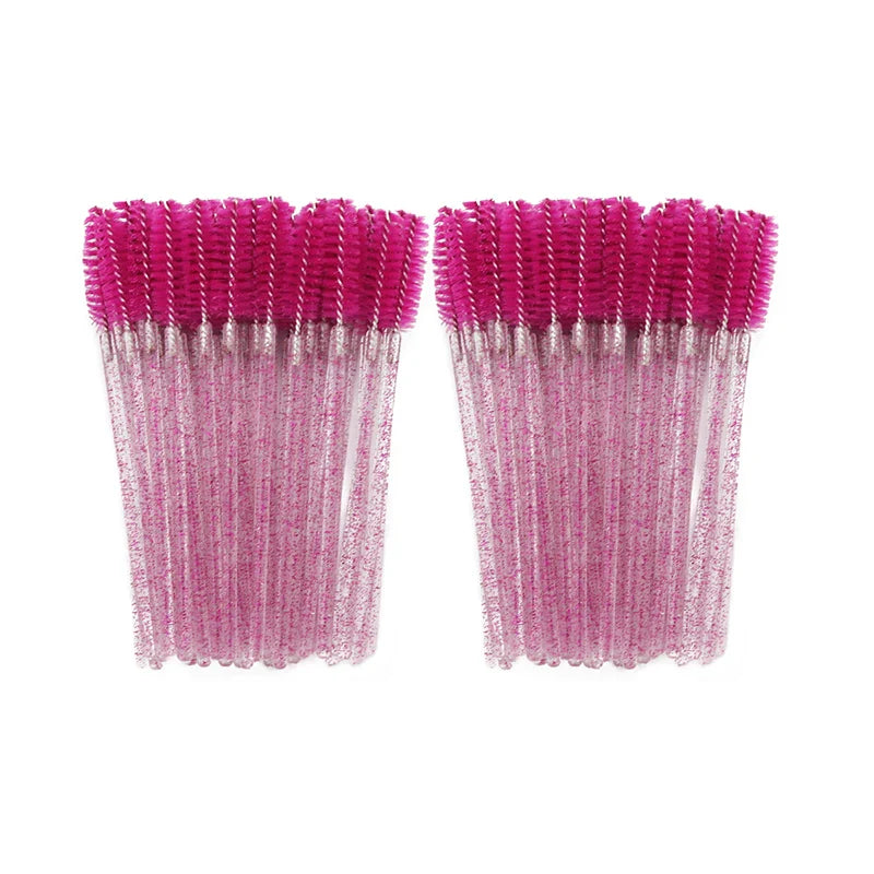 ANNAFRIS 50pcs Disposable Eyelash & Eyebrow Brushes — Soft Crystal Lash Extension Mascara Wands Makeup Tools
