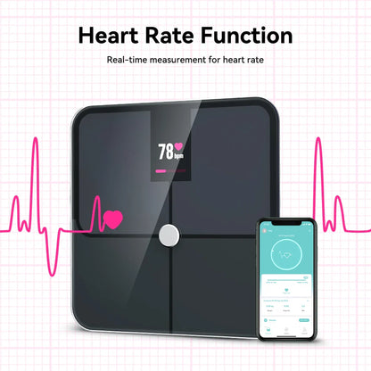 Digital Body Fat Scale — Smart TFT Color Screen with Heart Rate Monitoring for Precise Body Weight Measurement