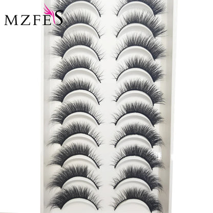 10 Pairs 3D Mink False Eyelashes – Soft Natural Cross Messy Dense Lash Extensions Makeup