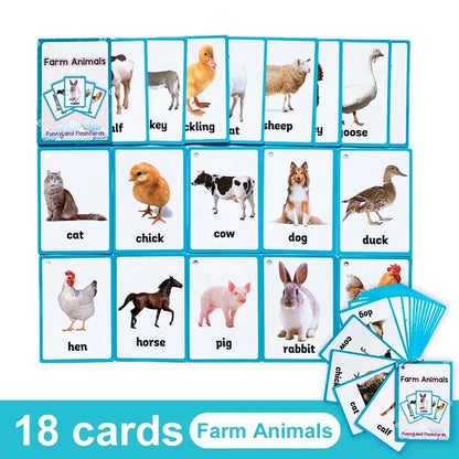 Kids English Vocabulary Flashcards - 26 Themes Fruits Animals Vehicles & Learning Activity Cards