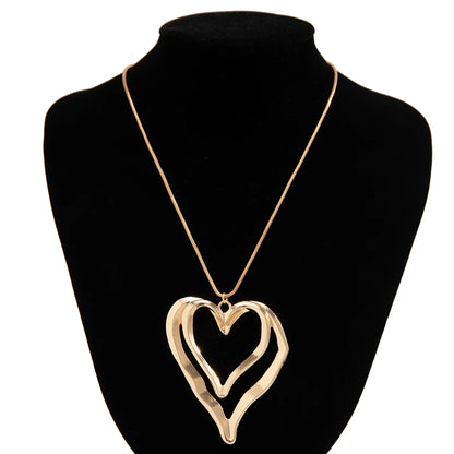 PuRui Punk Double Heart Ring Pendant Choker – Thin Metal Snake Chain Necklace for Women, Party Jewelry Collar